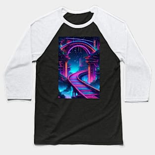 Neon bridge in cyberpunk aesthetic Baseball T-Shirt